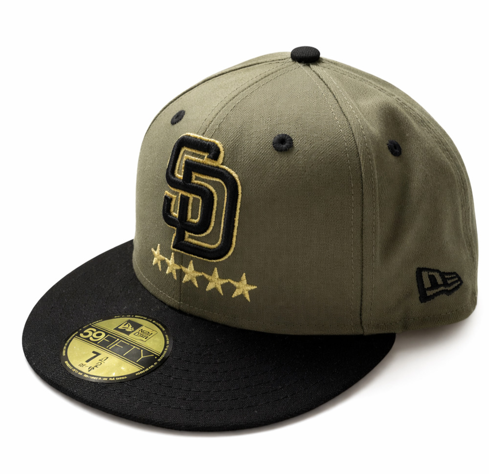 San Diego Padres Hat Men 7 1/2 Military Stars Green Black 59Fifty New Era MLB